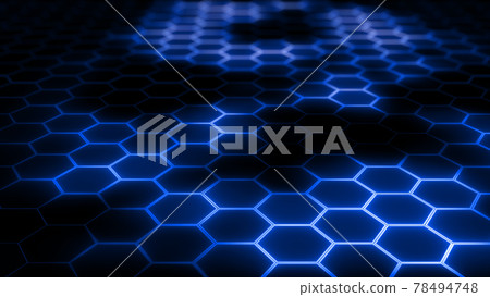 3D rendering of abstract futuristic hexagonal mesh with light effects 3D rendering of abstract futuristic hexagonal mesh with light effects 78494748