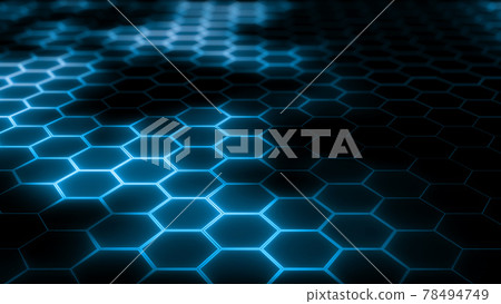 3D rendering of abstract futuristic hexagonal mesh with light effects 3D rendering of abstract futuristic hexagonal mesh with light effects 78494749