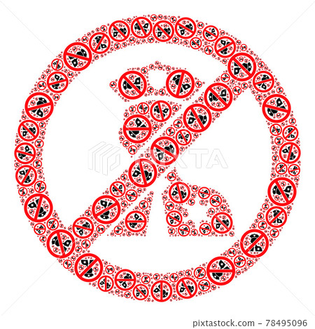 No Entry Police Fractal Collage of No Entry Police Icons 78495096