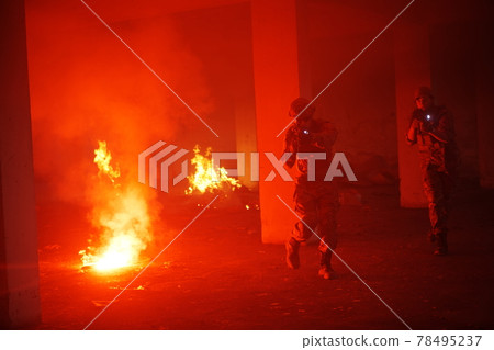 military troops in action urban environment 78495237