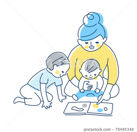 看圖畫書的父母和孩子 看圖畫書的父母和孩子 78495348