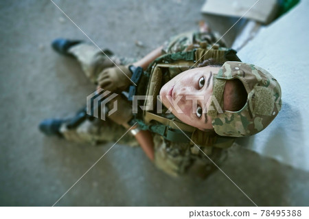 military female soldier having a break 78495388