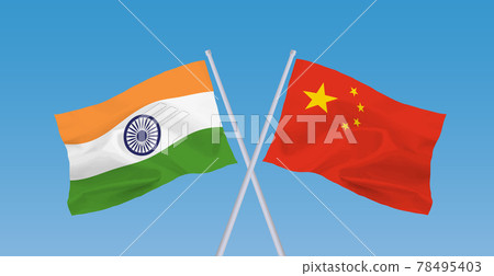 Indian and Chinese flags Indian and Chinese flags 78495403