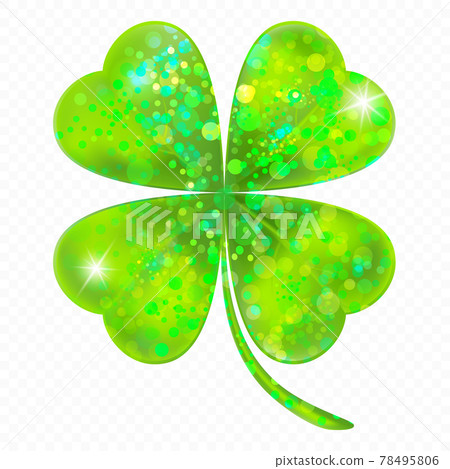 Lucky clover leaf in realistic style. Cartoon single shamrock. Beautiful artwork with gradient mesh. Vector illustration. Lucky clover leaf in realistic style. Cartoon single shamrock. Beautiful artwork with gradient mesh. Vector illustration. 78495806