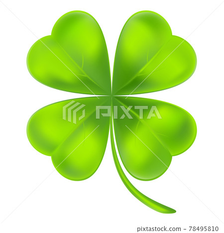 Lucky clover leaf in realistic style. Cartoon single shamrock. Beautiful artwork with gradient mesh. Vector illustration. Lucky clover leaf in realistic style. Cartoon single shamrock. Beautiful artwork with gradient mesh. Vector illustration. 78495810