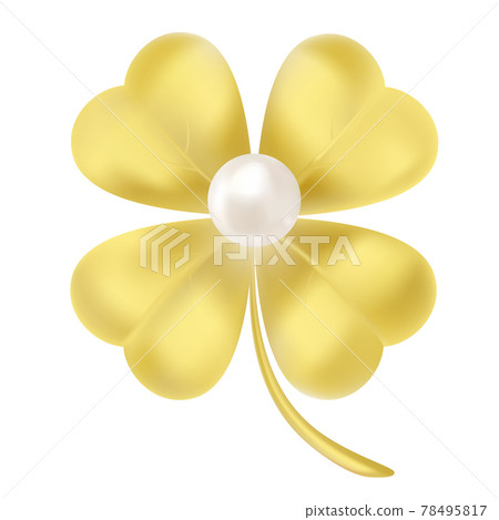 Gold clover leaf in realistic style. Golden shamrock jewellery. Beautiful artwork with gradient mesh. Vector illustration. Gold clover leaf in realistic style. Golden shamrock jewellery. Beautiful artwork with gradient mesh. Vector illustration. 78495817