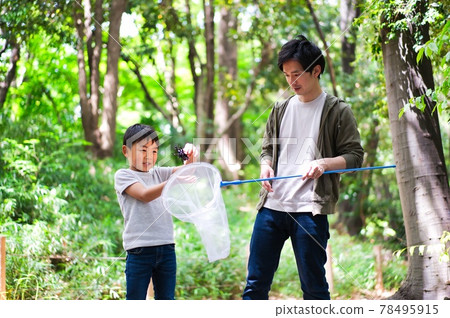 父母和孩子採取昆蟲 78495915