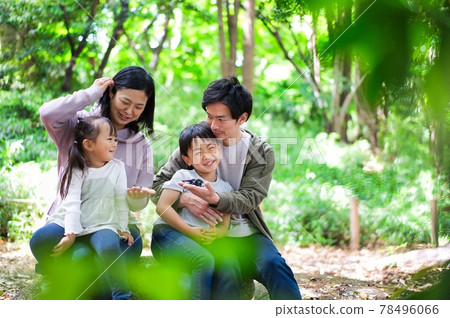 A close family observing insects A close family observing insects 78496066