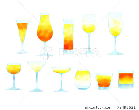 Cocktail glass and cocktail illustration material 78496621