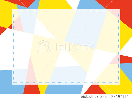 Stitch frame red yellow blue geometric background 78497115