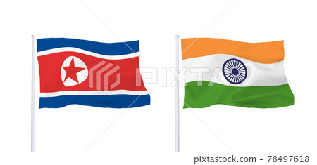 Flags of India and North Korea 78497618