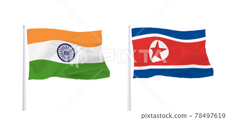 Flags of India and North Korea 78497619