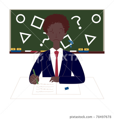 學習陷入困境的黑人的男學生 學習陷入困境的黑人的男學生 78497678