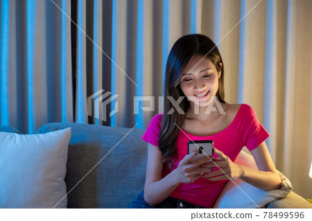Woman Use Smart Phone Happily Woman Use Smart Phone Happily 78499596