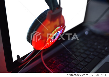 Headphones have a red light and computer Headphones have a red light and computer 78501431