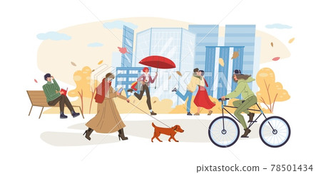 Flat cartoon characters autumn activities vector illustration concept Flat cartoon characters autumn activities vector illustration concept 78501434