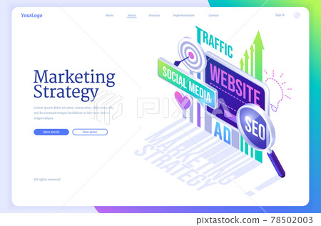 Marketing strategy isometric landing page, finance 78502003