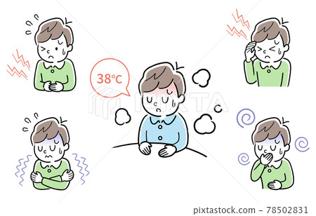矢量插圖素材：身體不適的男孩，套裝 78502831