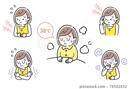 矢量插圖素材：身體不好的女孩，設置 78502832