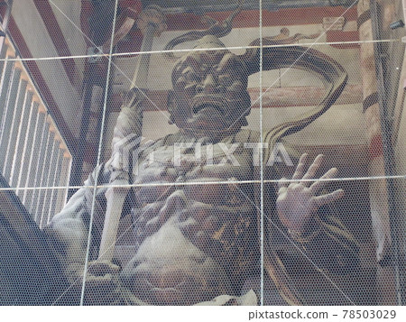 Nandaimon Gate of Todaiji Temple, Nara Prefecture, statue of Kongorikishi, upper body of A-un 78503029