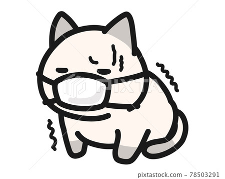 Unwell cat with a mask 78503291
