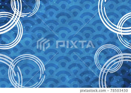 Japanese style background with ripples Rectangle Qinghai wave pattern Watercolor style Japanese style background with ripples Rectangle Qinghai wave pattern Watercolor style 78503430