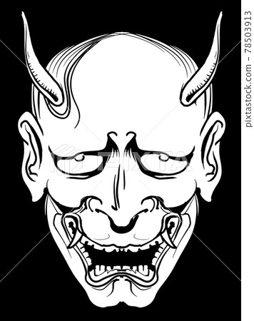 般若的臉黑背景 插圖素材 圖庫