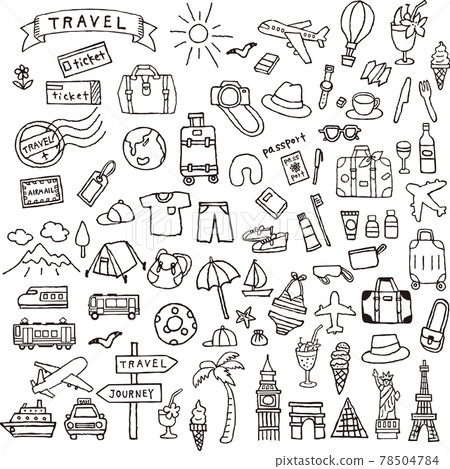 Travel handwritten illustration set 78504784