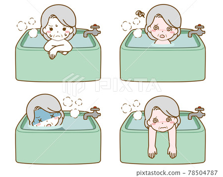 老婦人在洗澡時生病 老婦人在洗澡時生病 78504787