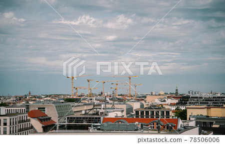 construction site with many cranes in summer 78506006