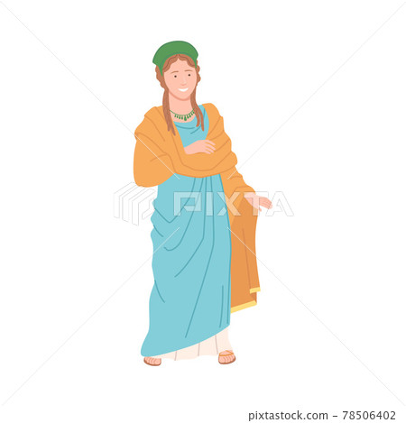 Roman Woman Wearing Long Tunic and Sandals as Traditional Clothes Vector Illustration 78506402