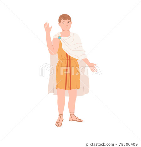 Young Male Roman Wearing Long Tunic and Sandals as Traditional Clothes Vector Illustration 78506409
