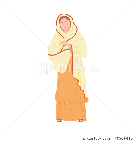 Roman Woman Wearing Long Tunic and Sandals as Traditional Clothes Vector Illustration 78506410