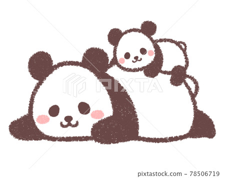 Parent and child pandas lying down 78506719