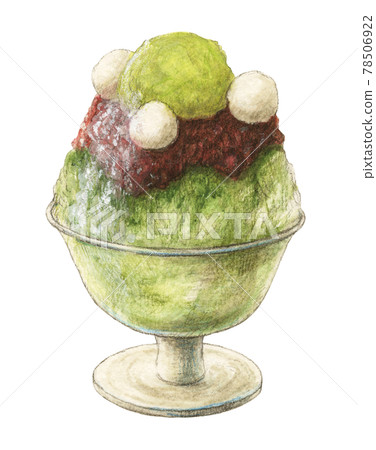 Uji Matcha Shaved Ice Watercolor pencil drawing 78506922