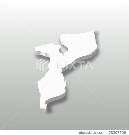 Mozambique - white 3D silhouette map of country area with dropped shadow on grey background. Simple flat vector illustration Mozambique - white 3D silhouette map of country area with dropped shadow on grey background. Simple flat vector illustration 78507706