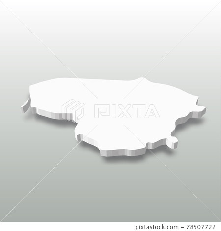 Lithuania - white 3D silhouette map of country area with dropped shadow on grey background. Simple flat vector illustration 78507722