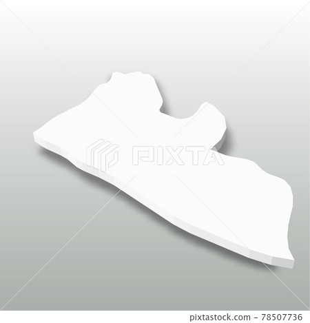 Liberia - white 3D silhouette map of country area with dropped shadow on grey background. Simple flat vector illustration 78507736