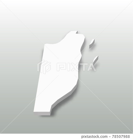 Belize - white 3D silhouette map of country area with dropped shadow on grey background. Simple flat vector illustration 78507988