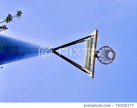 A photo of a basketball goal from below A photo of a basketball goal from below 78508377