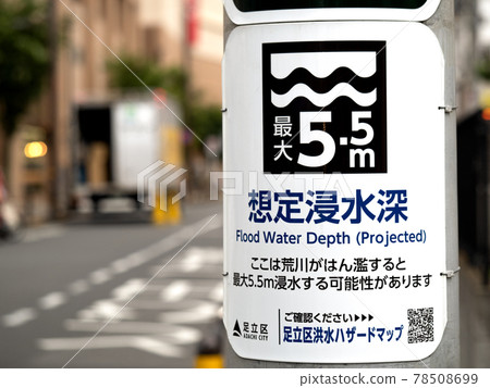 預計洪水深度顯示 東京北千住 78508699