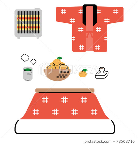 Various Japanese winter items illustration set 78508716