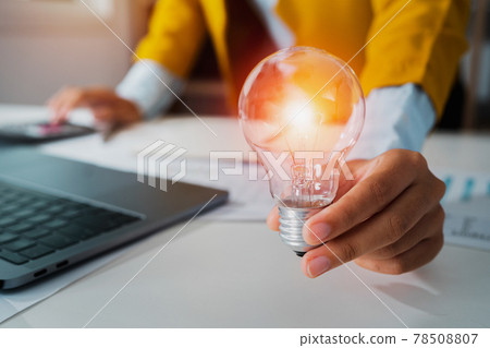 hand holding light bulb. idea concept with innovation and inspiration 78508807