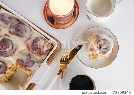 Breakfast still life with vintage style tableware. Breakfast still life with vintage style tableware. 78509340