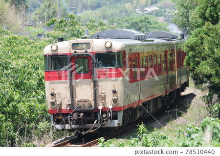 Photograph of the Omura Line railway, Kiha 66 and Kiha 67 (JNR type diesel railcars) 78510440