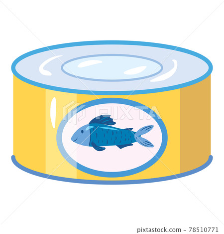 Fish canned, natural healthy organic nutrition product. Vector doodle cartoon flat trendy illustration hand drawn isolated 78510771