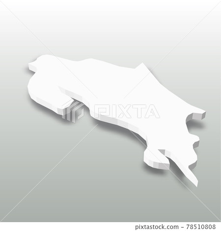 Costa Rica - white 3D silhouette map of country area with dropped shadow on grey background. Simple flat vector illustration 78510808
