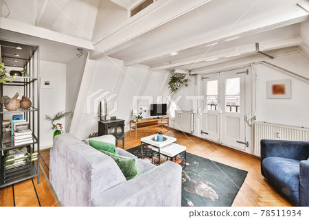 Modern living room with soft furniture 78511934