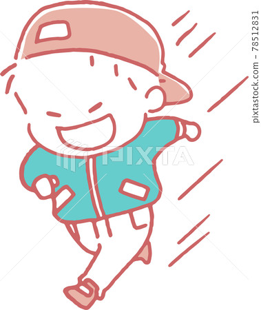 A cute manga-style illustration of a child running happily (line art pink) A cute manga-style illustration of a child running happily (line art pink) 78512831