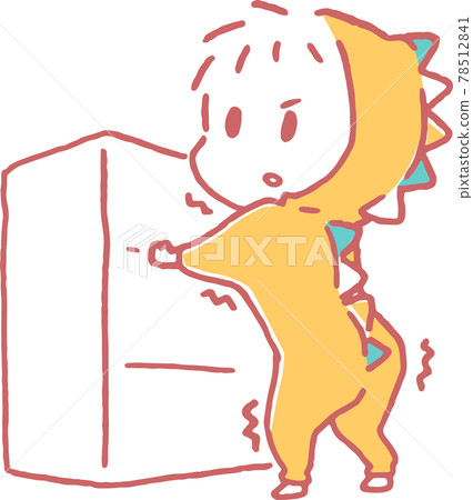 一個可愛的漫畫風格插圖,一個孩子站在抽屜櫃上(畫線顏色粉紅色) 一個可愛的漫畫風格插圖,一個孩子站在抽屜櫃上(畫線顏色粉紅色) 78512841